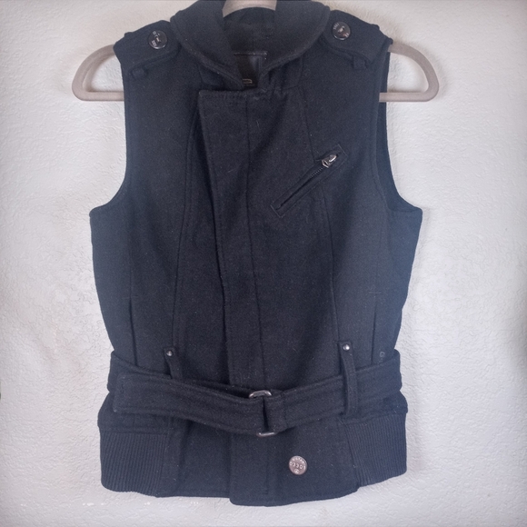 G Star Raw Denim Wool Blend Military Utility Belted Zip Up Vest - Picture 3 of 14